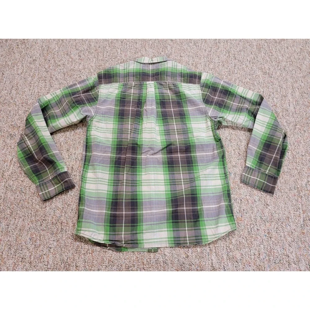 The North Face Shirt Mens Size Medium Green Grey Plaid Button Up Hiking Camping‎